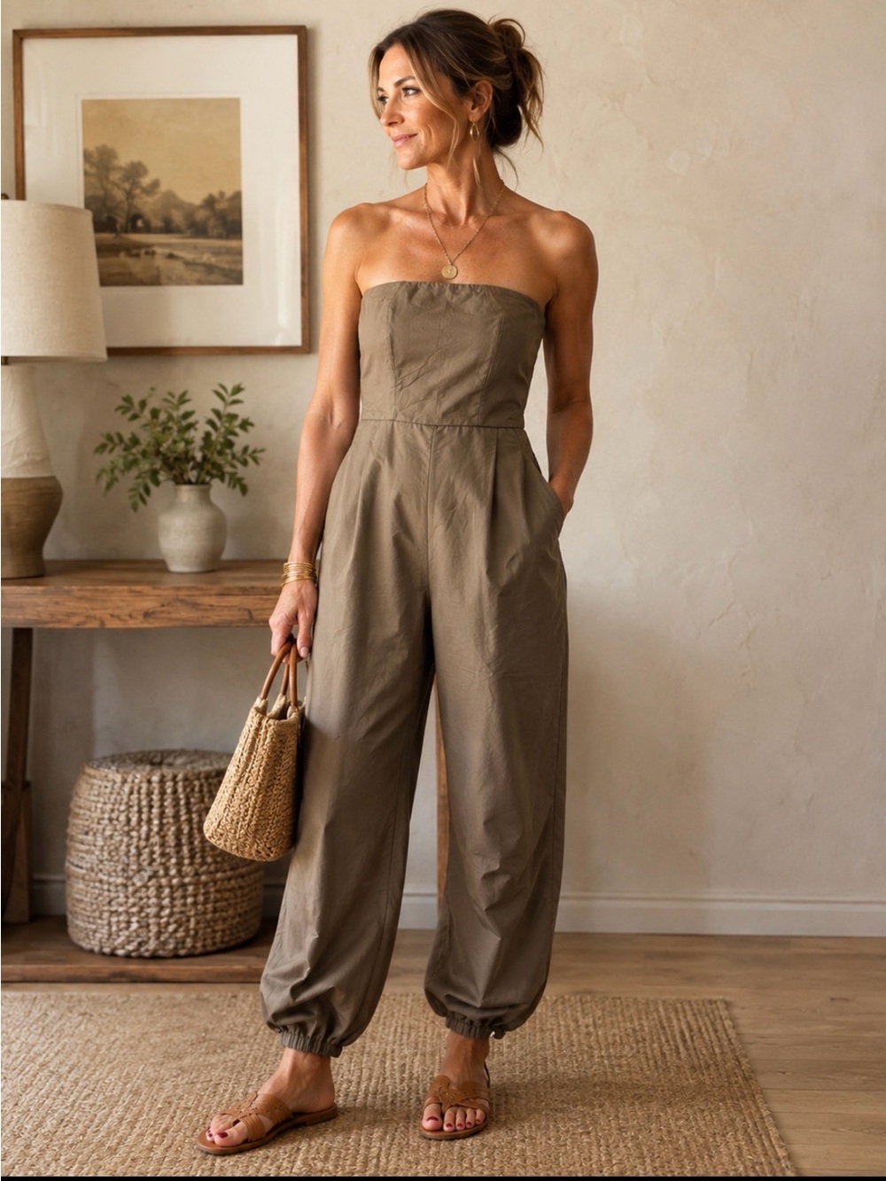 Anthropologie Olive Strapless Jumpsuit